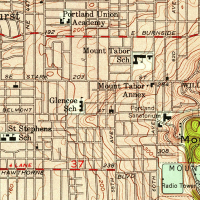 United States Geological Survey Mount Tabor, OR-WA (1954, 24000-Scale) digital map