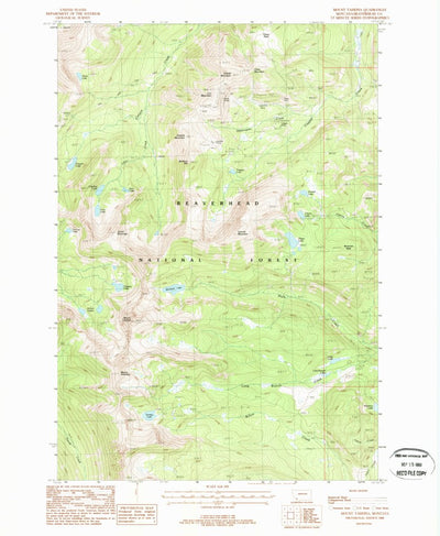 United States Geological Survey Mount Tahepia, MT (1988, 24000-Scale) digital map