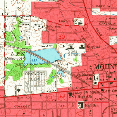 United States Geological Survey Mount Vernon, IL (1965, 24000-Scale) digital map