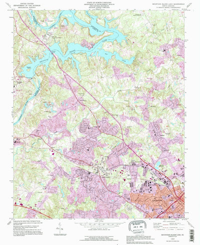 United States Geological Survey Mountain Island Lake, NC (1993, 24000-Scale) digital map