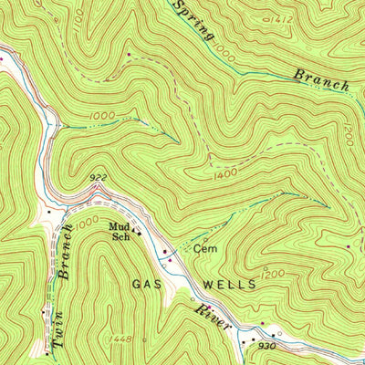 United States Geological Survey Mud, WV (1962, 24000-Scale) digital map