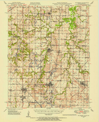 United States Geological Survey Mulberry, KS-MO (1948, 62500-Scale) digital map