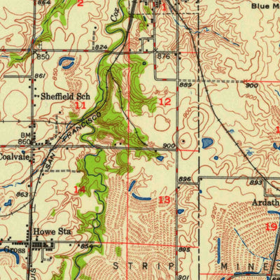 United States Geological Survey Mulberry, KS-MO (1948, 62500-Scale) digital map