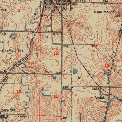 United States Geological Survey Mulberry, KS-MO (1950, 62500-Scale) digital map