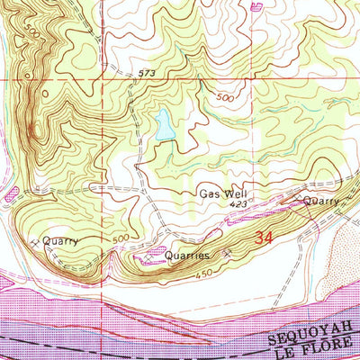 United States Geological Survey Muldrow SW, OK (1966, 24000-Scale) digital map