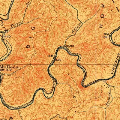 United States Geological Survey Mullens, WV (1912, 62500-Scale) digital map
