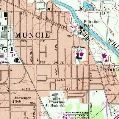 United States Geological Survey Muncie East, IN (1969, 24000-Scale) digital map