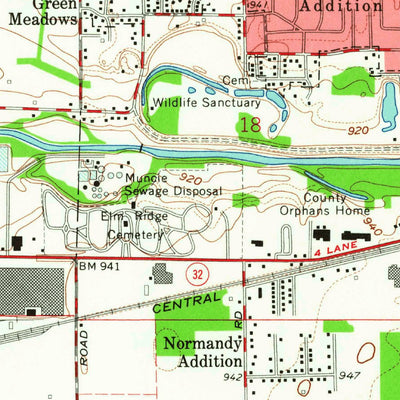 United States Geological Survey Muncie West, IN (1962, 24000-Scale) digital map