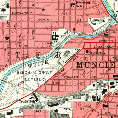 United States Geological Survey Muncie West, IN (1962, 24000-Scale) digital map