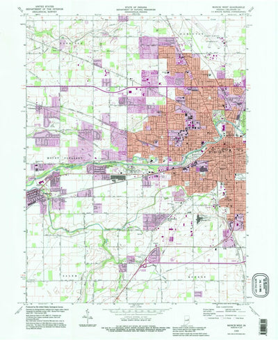 United States Geological Survey Muncie West, IN (1992, 24000-Scale) digital map