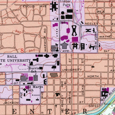 United States Geological Survey Muncie West, IN (1992, 24000-Scale) digital map