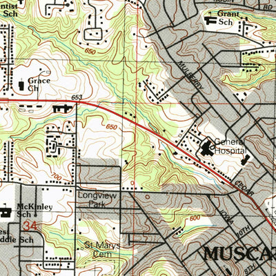 United States Geological Survey Muscatine, IA-IL (1991, 24000-Scale) digital map