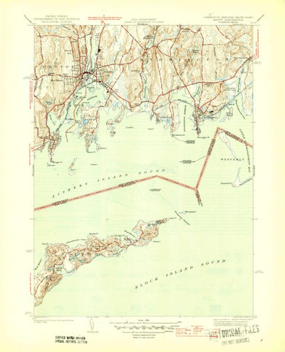 United States Geological Survey Mystic, CT-NY-RI (1944, 31680-Scale) digital map