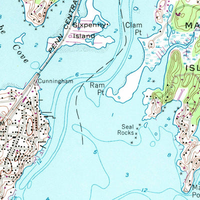 United States Geological Survey Mystic, CT-NY-RI (1958, 24000-Scale) digital map