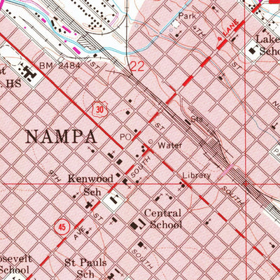 United States Geological Survey Nampa, ID (1958, 24000-Scale) digital map