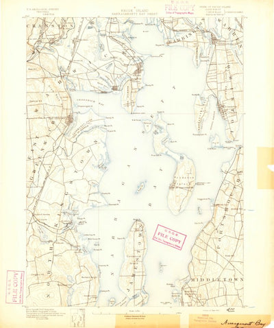 United States Geological Survey Narrangansett Bay, RI-MA (1890, 62500-Scale) digital map