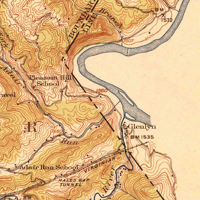 United States Geological Survey Narrows, VA-WV (1916, 62500-Scale) digital map
