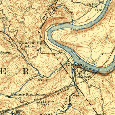 United States Geological Survey Narrows, VA-WV (1925, 62500-Scale) digital map
