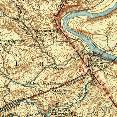United States Geological Survey Narrows, VA-WV (1937, 62500-Scale) digital map