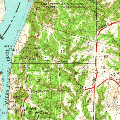 United States Geological Survey Natchez, MS-LA (1939, 62500-Scale) digital map