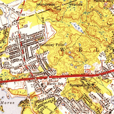 United States Geological Survey Natick, MA (1950, 31680-Scale) digital map
