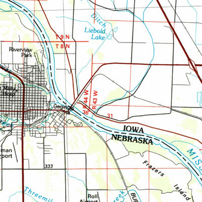 United States Geological Survey Nebraska City, NE-IA-MO (1985, 100000-Scale) digital map