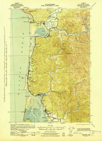 United States Geological Survey Nehalem, OR (1943, 62500-Scale) digital map