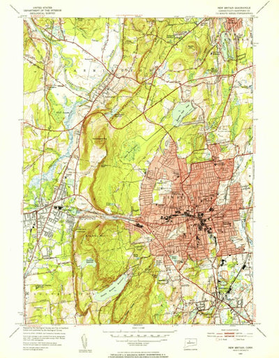 United States Geological Survey New Britain, CT (1953, 31680-Scale) digital map