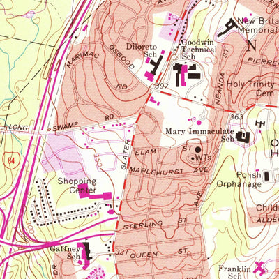 United States Geological Survey New Britain, CT (1966, 24000-Scale) digital map