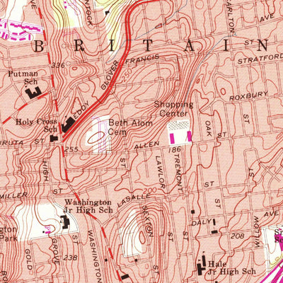 United States Geological Survey New Britain, CT (1966, 24000-Scale) digital map