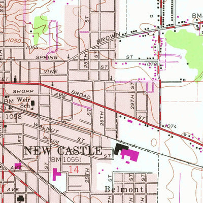 United States Geological Survey New Castle East, IN (1960, 24000-Scale) digital map