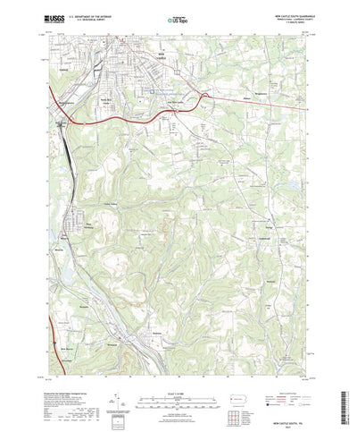United States Geological Survey New Castle South, PA (2023, 24000-Scale) digital map