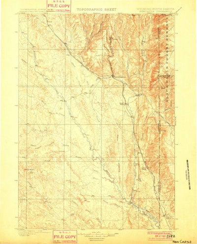 United States Geological Survey New Castle, WY-SD (1901, 125000-Scale) digital map