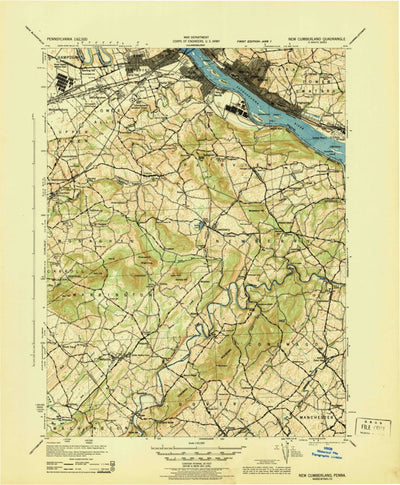 United States Geological Survey New Cumberland, PA (1943, 62500-Scale) digital map