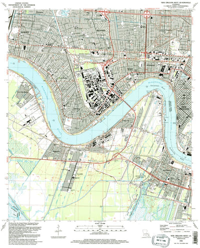 United States Geological Survey New Orleans West, LA (1992, 24000-Scale) digital map