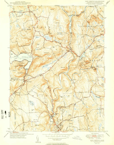United States Geological Survey New Preston, CT (1950, 31680-Scale) digital map