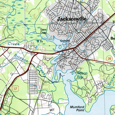 United States Geological Survey New River, NC (1991, 100000-Scale) digital map