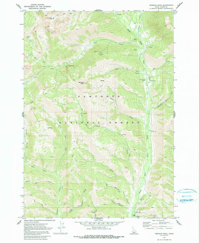 United States Geological Survey Newman Peak, ID (1970, 24000-Scale) digital map