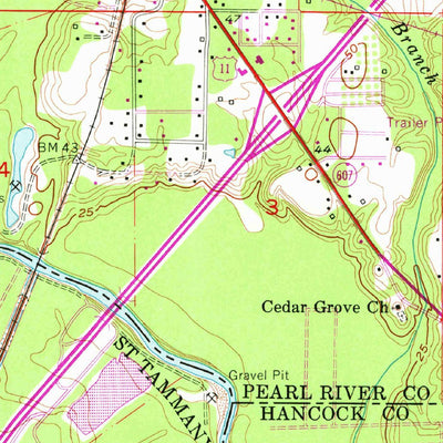United States Geological Survey Nicholson, MS-LA (1955, 24000-Scale) digital map