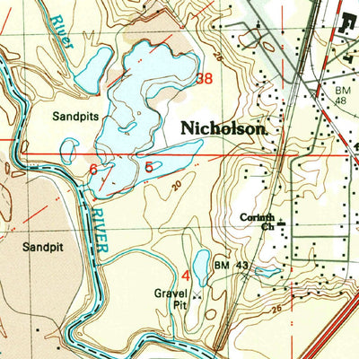 United States Geological Survey Nicholson, MS-LA (1998, 24000-Scale) digital map