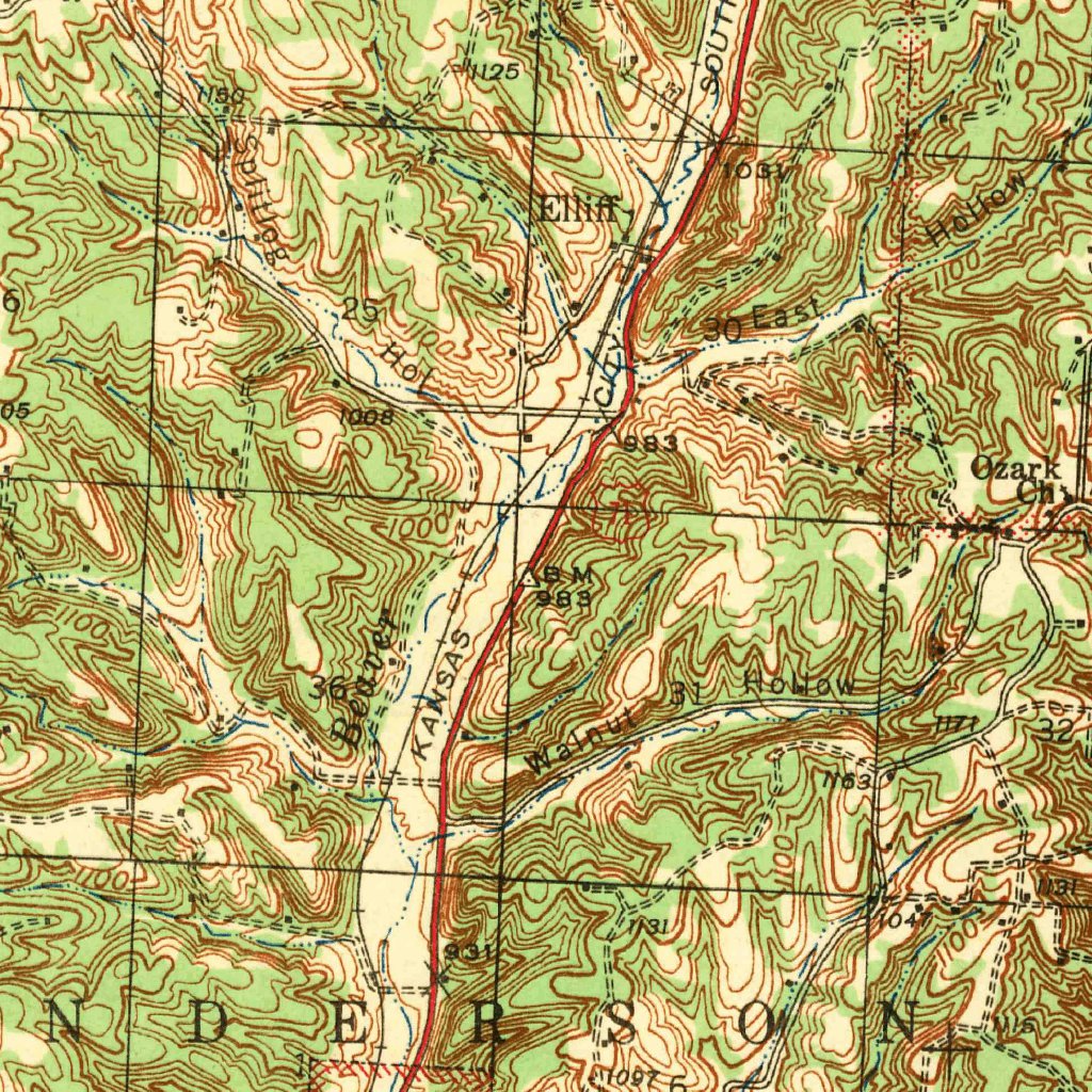 Noel, MO (1943, 62500-Scale) Map by United States Geological Survey ...