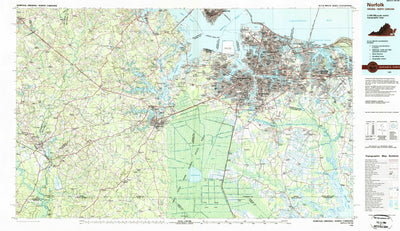 United States Geological Survey Norfolk, VA-NC (1985, 100000-Scale) digital map