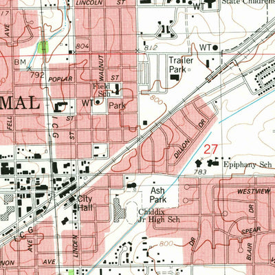United States Geological Survey Normal East, IL (1981, 24000-Scale) digital map