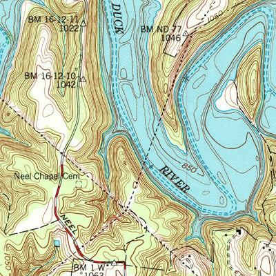 United States Geological Survey Normandy Lake, TN (1976, 24000-Scale) digital map
