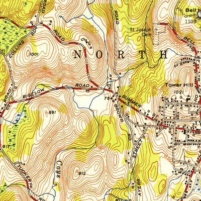 United States Geological Survey North Brookfield, MA (1952, 31680-Scale) digital map
