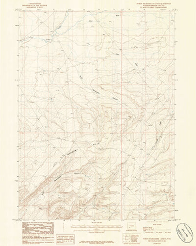 United States Geological Survey North Packsaddle Canyon, WY (1986, 24000-Scale) digital map
