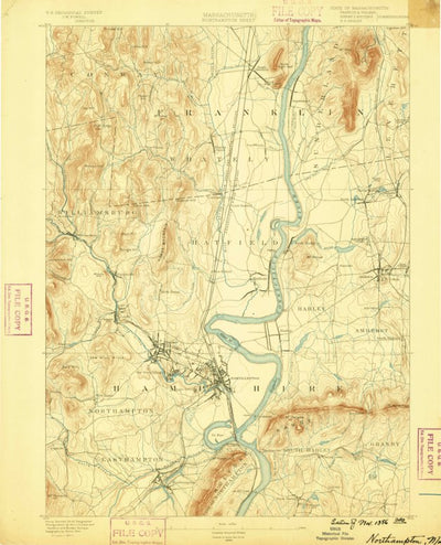 United States Geological Survey Northampton, MA (1886, 62500-Scale) digital map