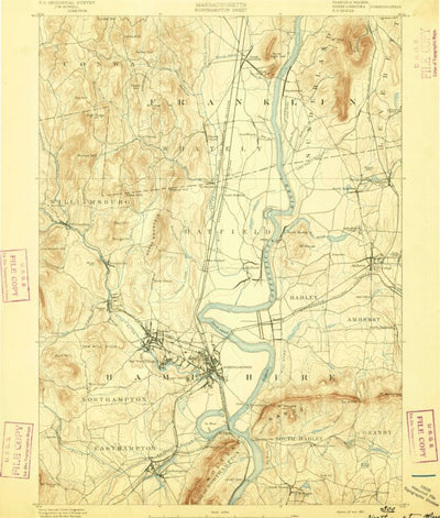 United States Geological Survey Northampton, MA (1891, 62500-Scale) digital map