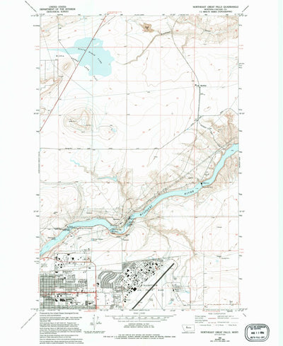 United States Geological Survey Northeast Great Falls, MT (1965, 24000-Scale) digital map