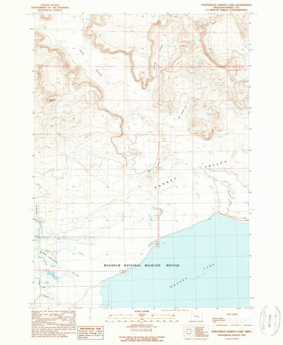 United States Geological Survey Northwest Harney Lake, OR (1990, 24000-Scale) digital map